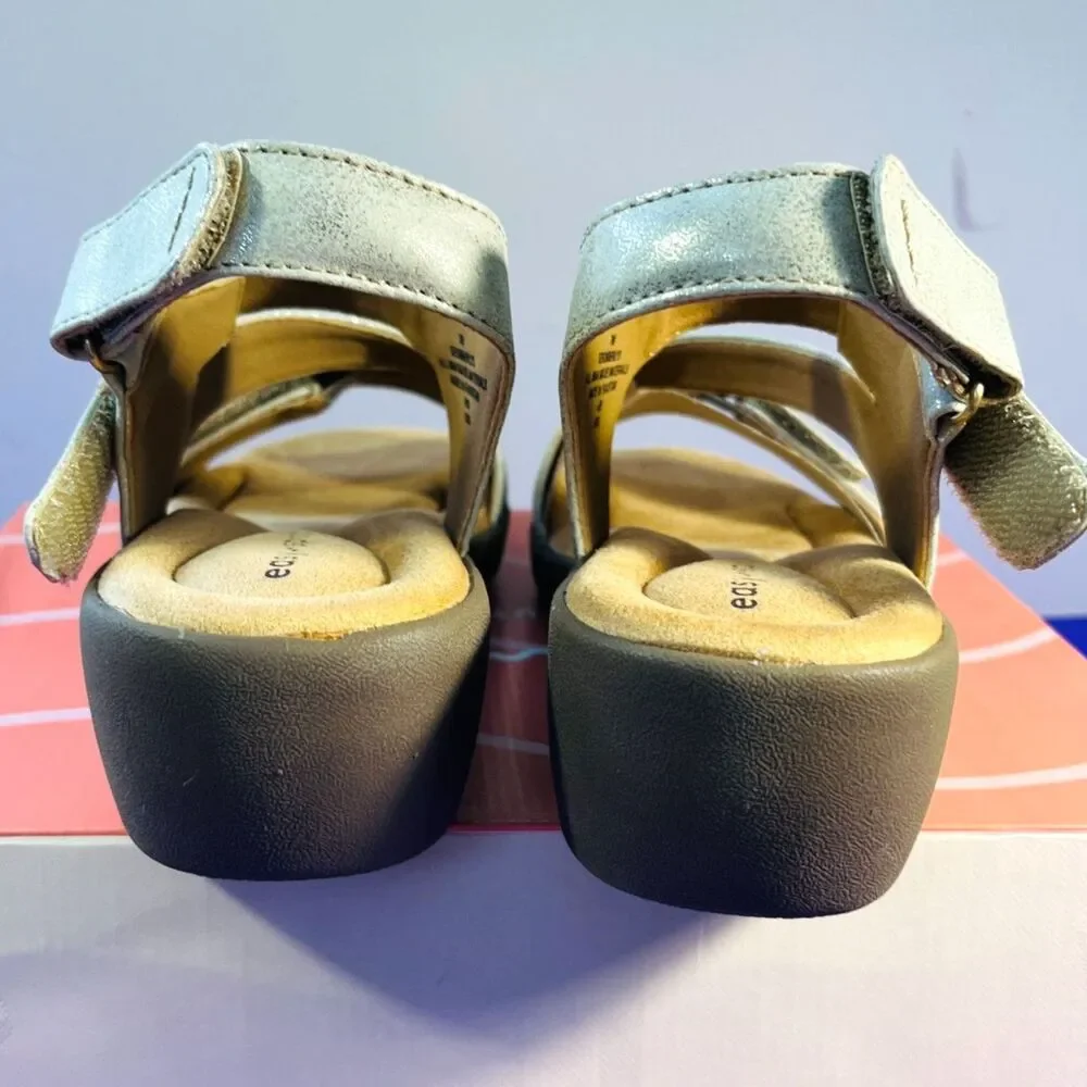 Easy Spirit Kimberly Strappy Low Wedge Sandal Cream SZ 7 NEW